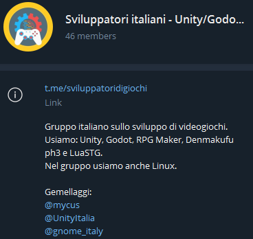 Gruppo Telegram di sviluppo in Unity / Godot / RPG Maker